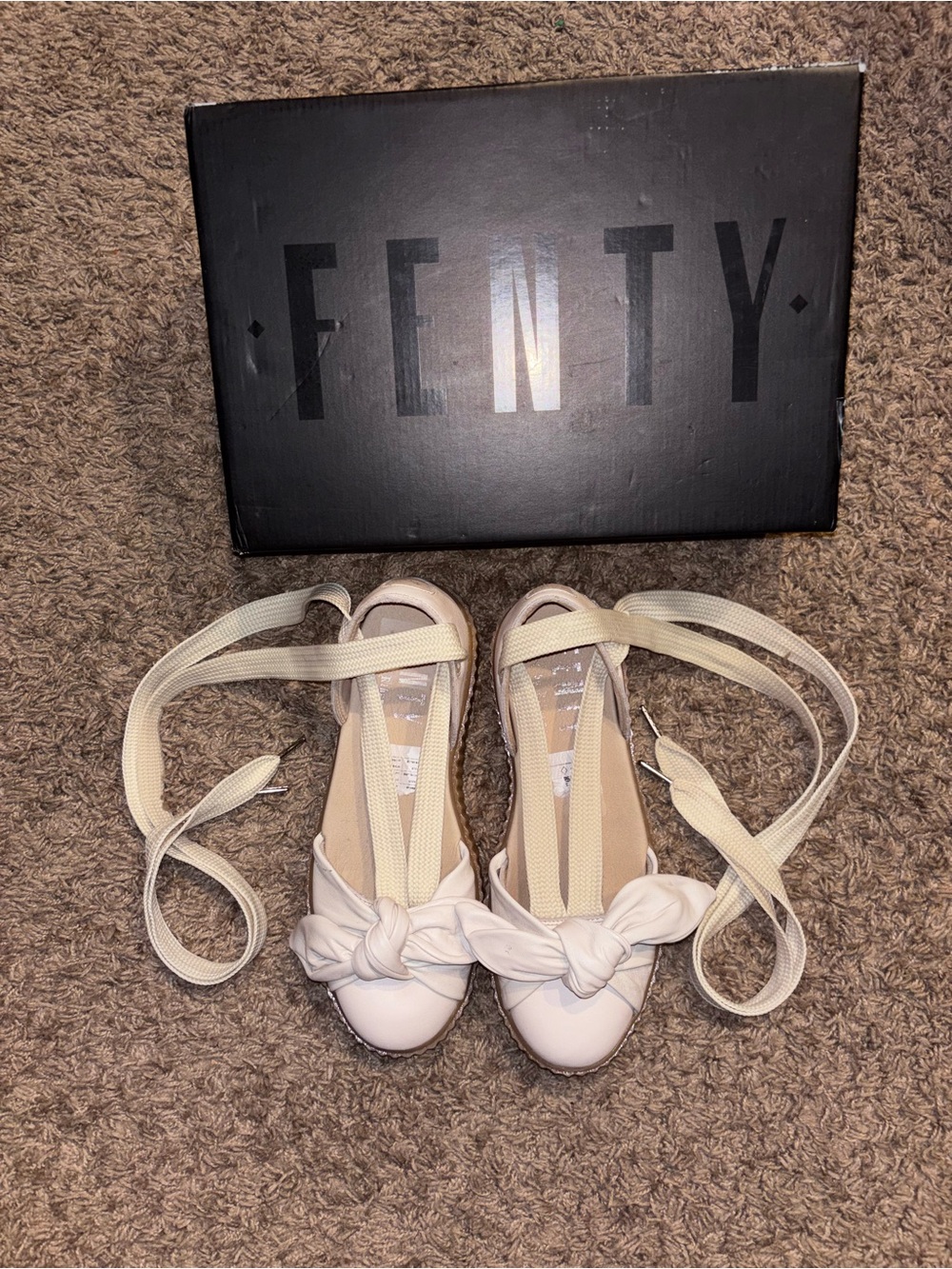 Fenty Beauty Women’s Cream Knot Ankle-Tie Flats